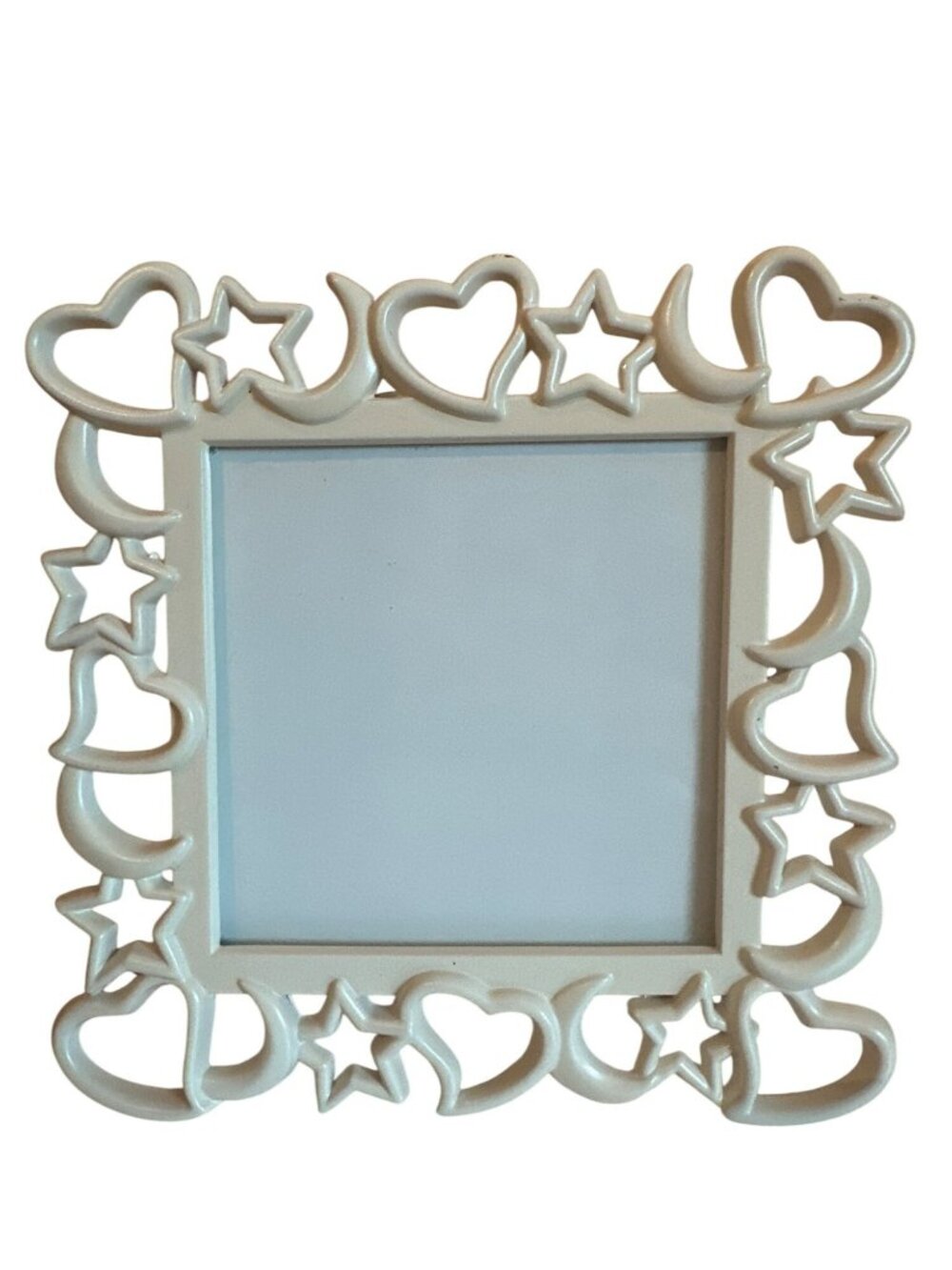 Picture Frame Elsa L Moon Star Celestial Pattern 3 1/4" x 3 1/4" VTG Standing